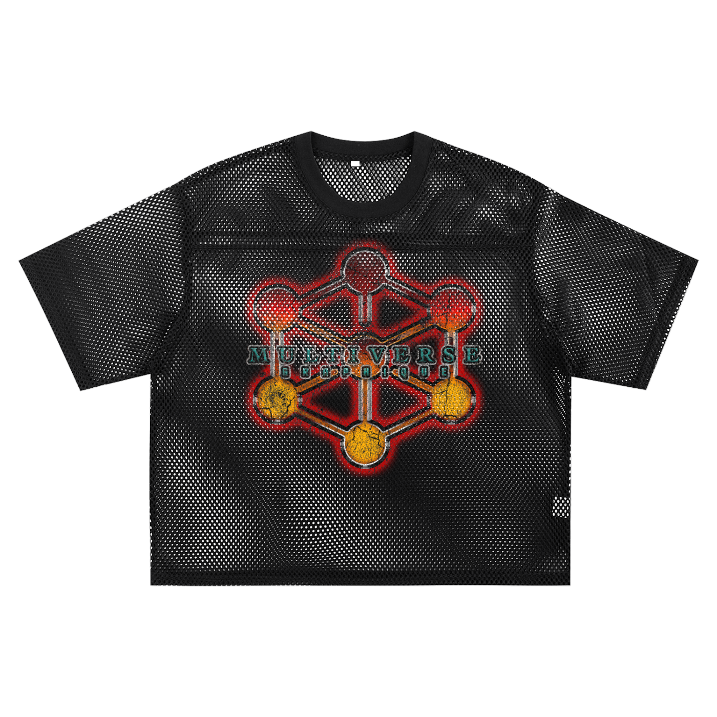 MULTIVERSE GRAPHIQUE PSY -See-through Boxy Net T-shirt